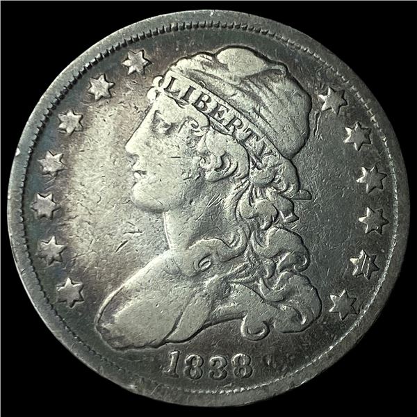 1838 Capped Bust Silver Quarter ABOUT  UNCIRCULATED