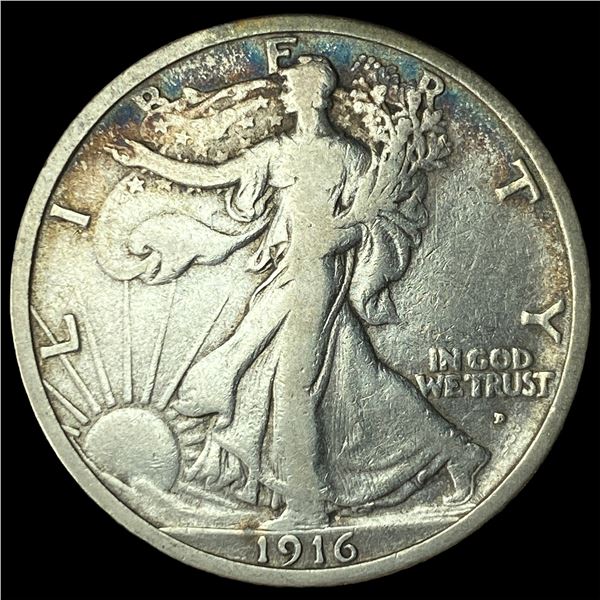 1916-D Silver Walking Liberty Half Dollar  LIGHTLY CIRCULATED