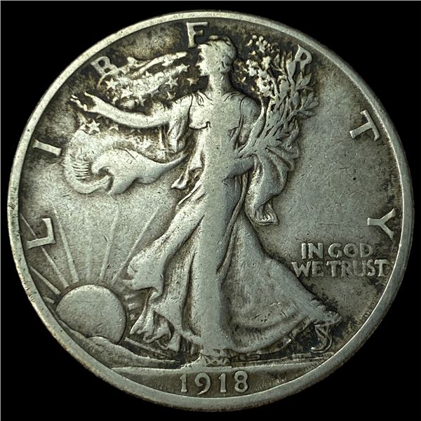 1918-S Silver Walking Liberty Half Dollar  LIGHTLY CIRCULATED