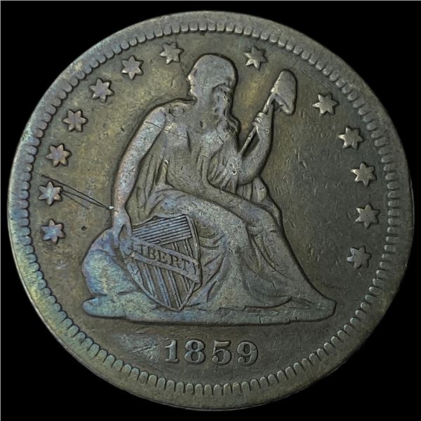 1859 Silver Seated Liberty Quarter LIGHTLY  CIRCULATED
