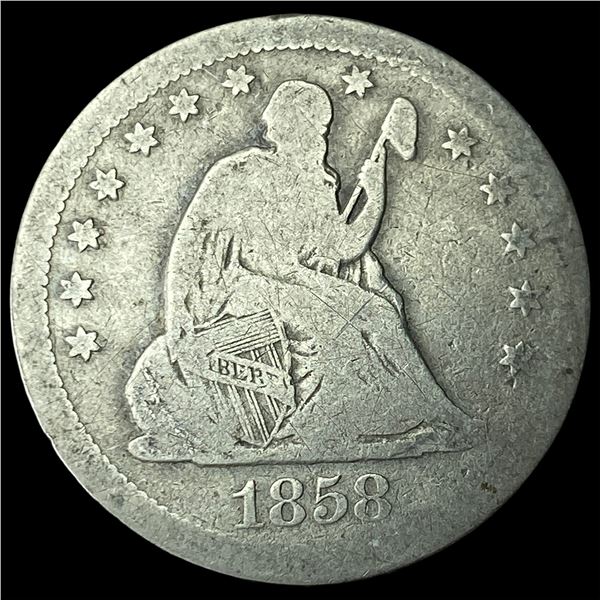 1858-S Silver Seated Liberty Quarter NICELY  CIRCULATED