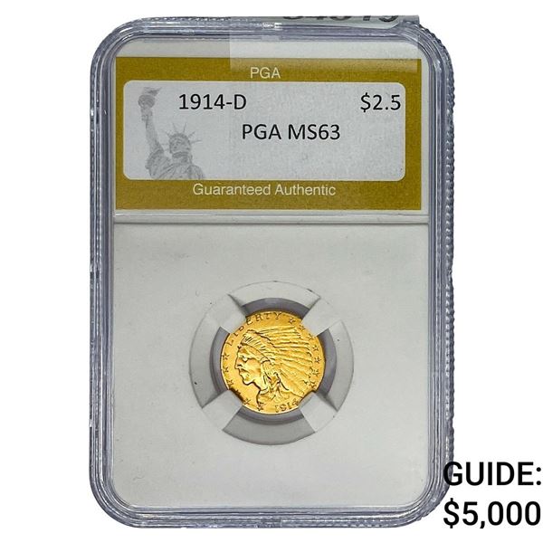 1914-D $2.50 Gold Quarter Eagle PGA MS63