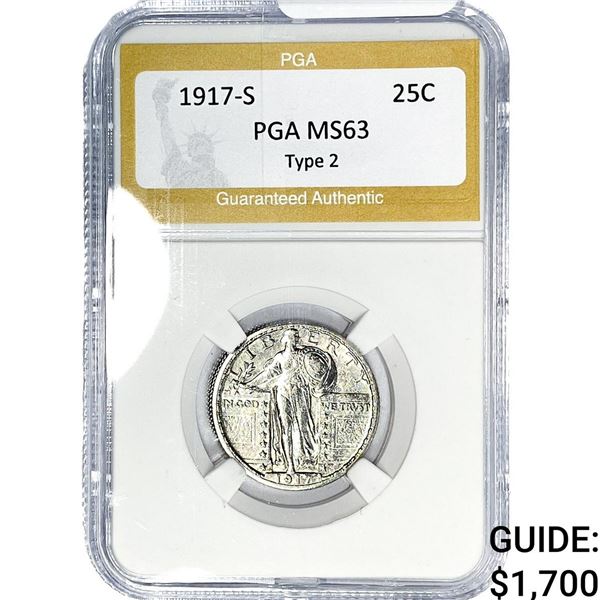 1917-S Standing Liberty Quarter PGA MS63 Type 2