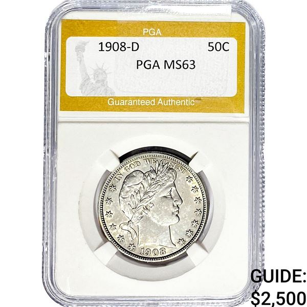 1908-D Barber Half Dollar PGA MS63