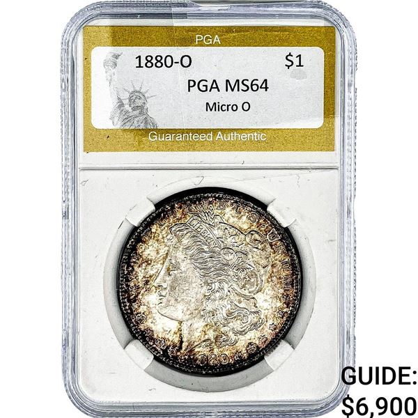 1880-O Morgan Silver Dollar PGA MS64 Micro O
