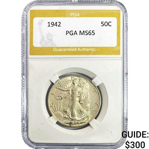 1942 Walking Liberty Half Dollar PGA MS65