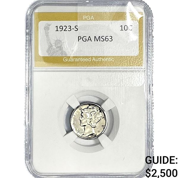 1923-S Mercury Silver Dime PGA MS63