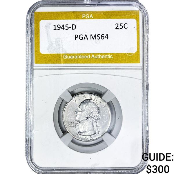 1945-D Washington Silver Quarter PGA MS64