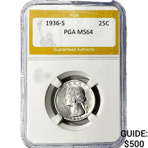 1936-S Washington Silver Quarter PGA MS64