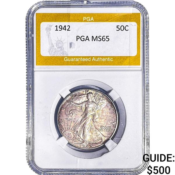 1942 Walking Liberty Half Dollar PGA MS65