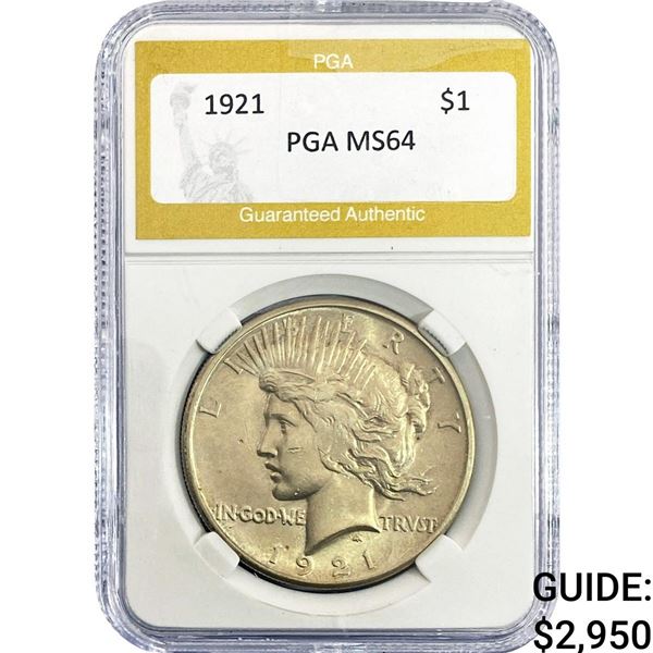 1921 Silver Peace Dollar PGA MS64