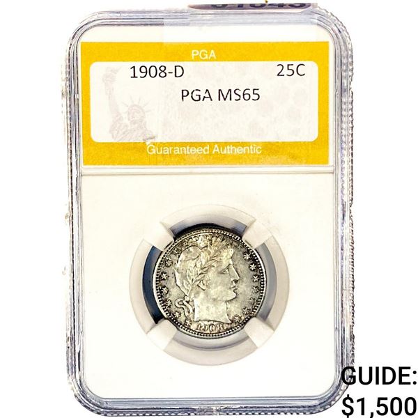 1908-D Barber Quarter PGA MS65
