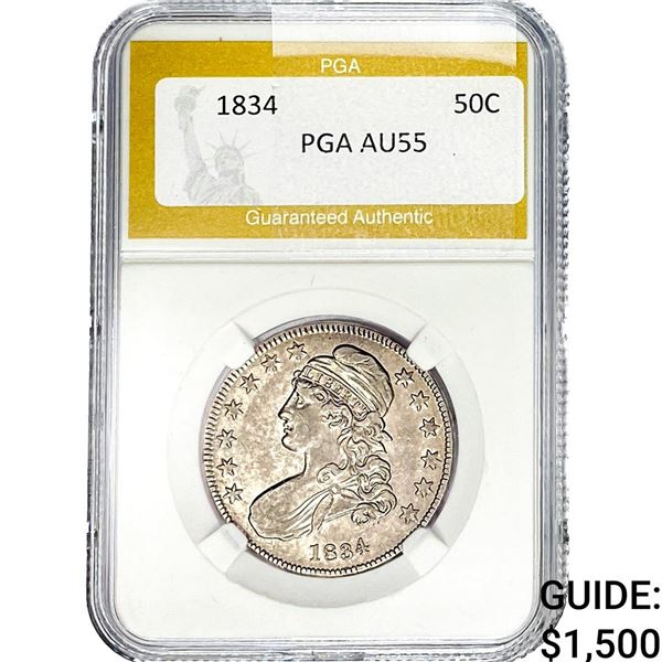 1834 Capped Bust Half Dollar PGA AU55