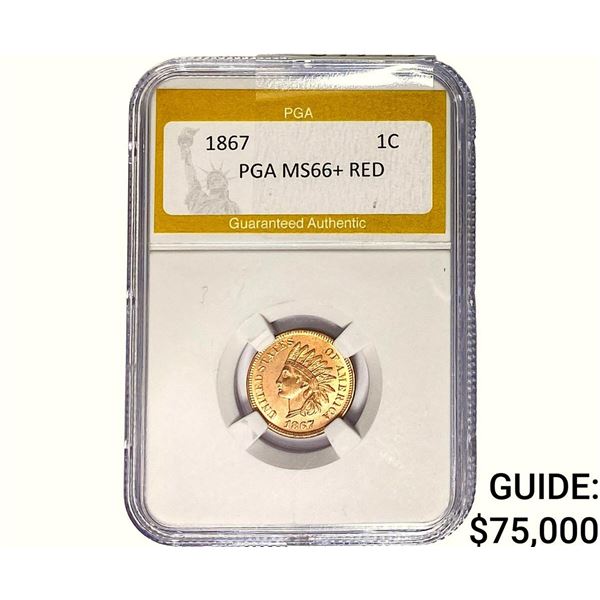 1867 Indian Head Cent PGA MS66+ RED