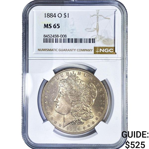 1884-O Morgan Silver Dollar NGC MS65