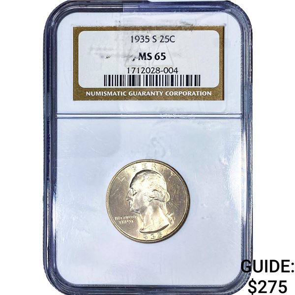 1935-S Washington Silver Quarter NGC MS65