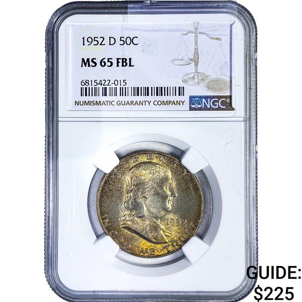 1952-D Franklin Half Dollar NGC MS65 FBL