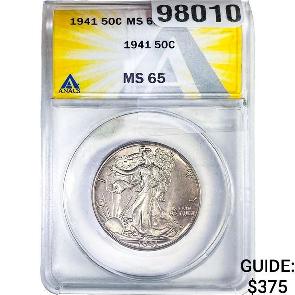 1941 Walking Liberty Half Dollar ANACS MS65