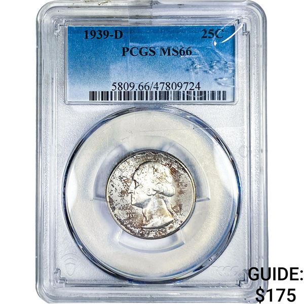1939-D Washington Silver Quarter PCGS MS66