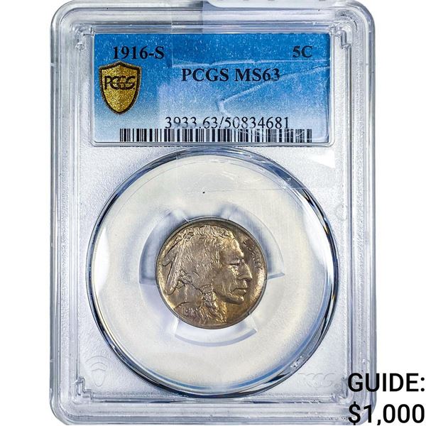 1916-S Buffalo Nickel PCGS MS63