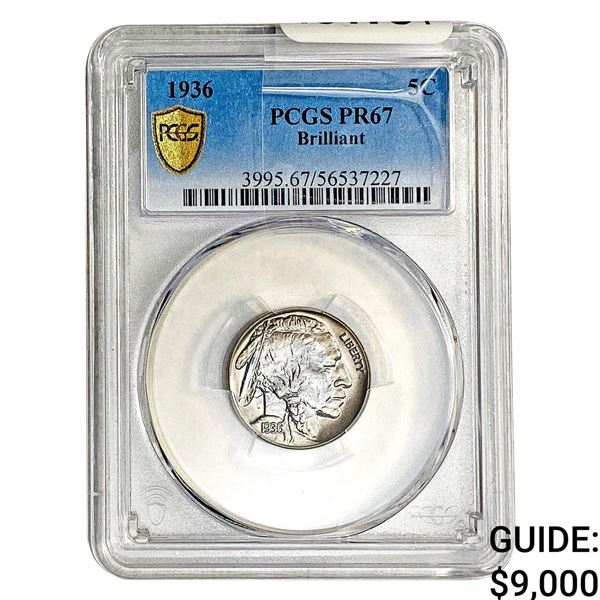 1936 Buffalo Nickel PCGS PR67 Brilliant