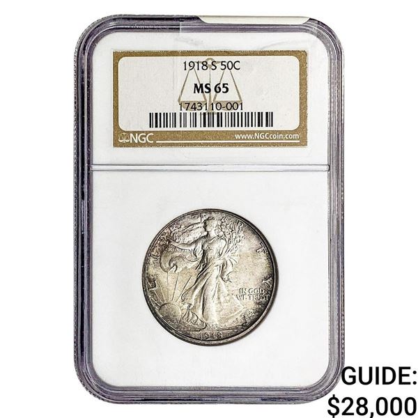 1918-S Walking Liberty Half Dollar NGC MS65