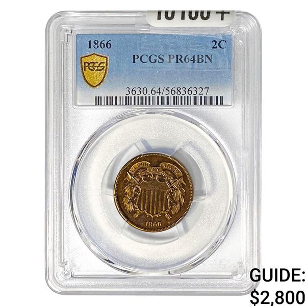 1866 Two Cent Piece PCGS PR64 BN