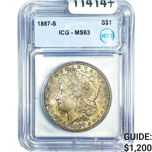 1887-S Morgan Silver Dollar ICG MS63