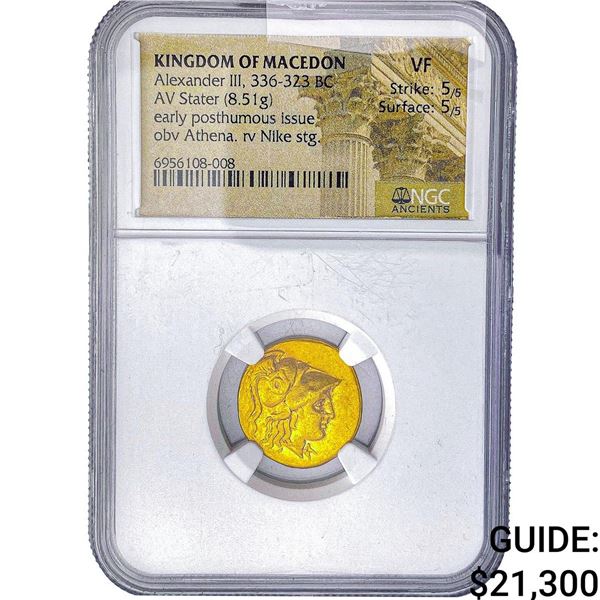 Macedon Alexander III 336-323BC Gold Stater 8.51g NGC VF
