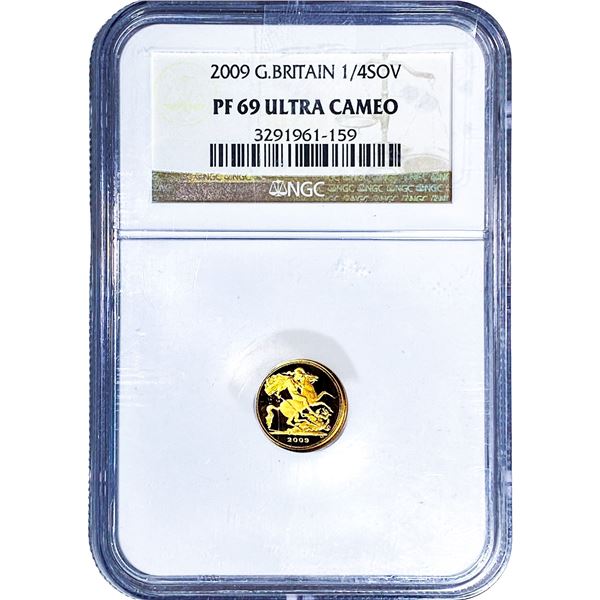 2009 Great Britain 1/4 Sovereign .0588oz AGW PF69 Ultra Cameo