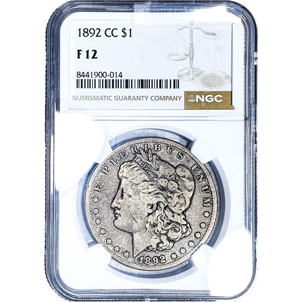 1892-CC Morgan Silver Dollar NGC F12