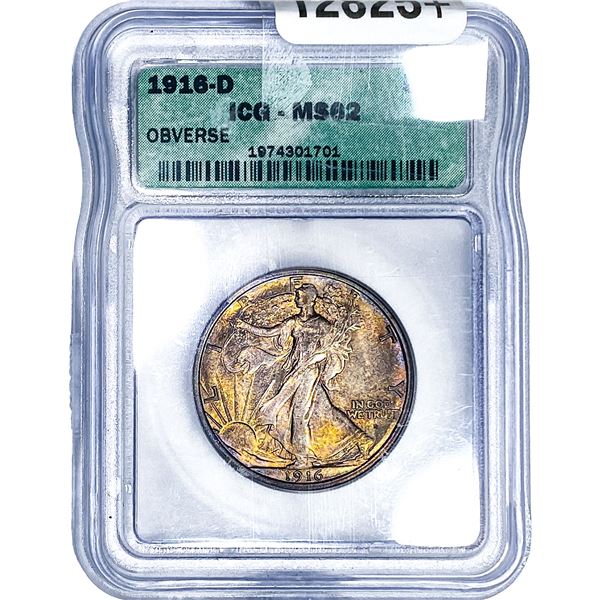1916-D Walking Liberty Half Dollar ICG MS62 Obverse