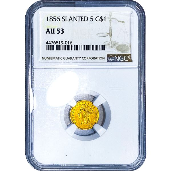 1856 Rare Gold Dollar NGC AU53 Slanted 5