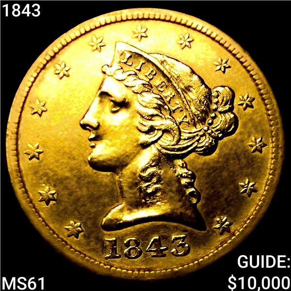 1843 $5 Gold Half Eagle