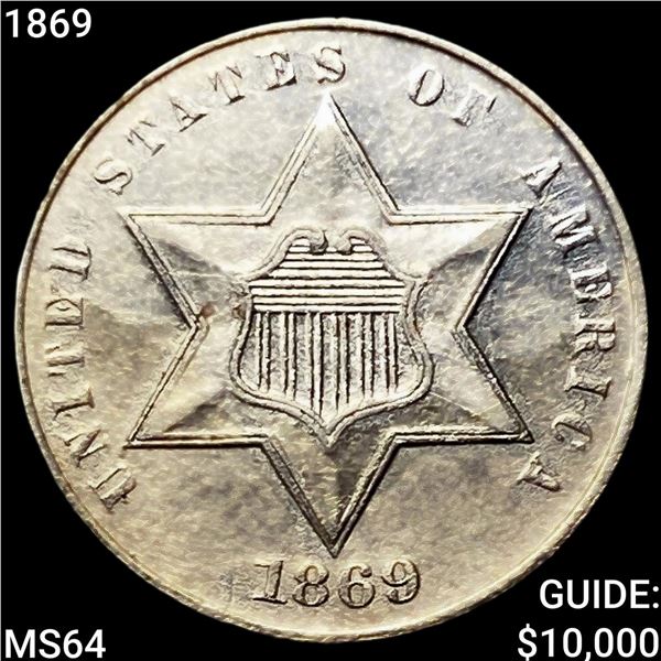 1869 Silver Three Cent