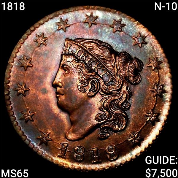 1818 N-10 Coronet Head Large Cent