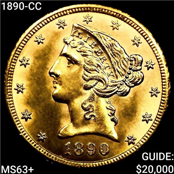 1890-CC $5 Gold Half Eagle