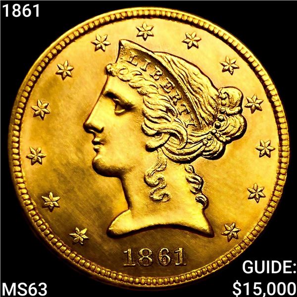 1861 $5 Gold Half Eagle