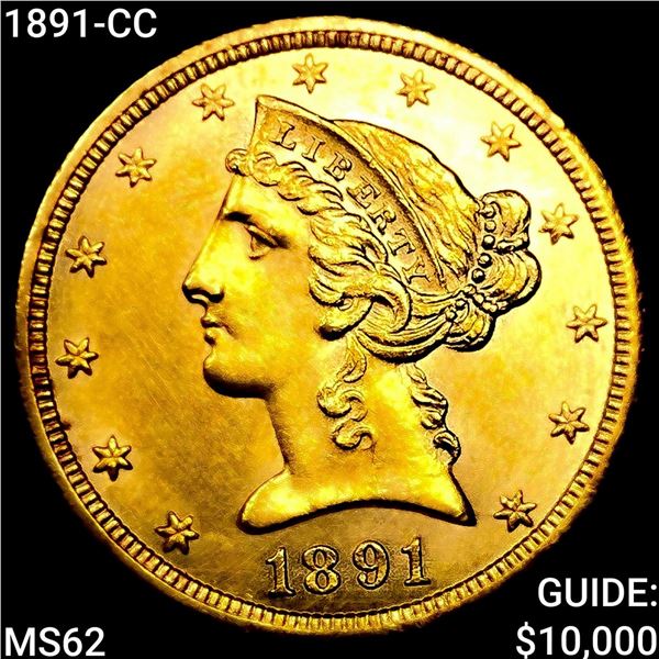 1891-CC $5 Gold Half Eagle