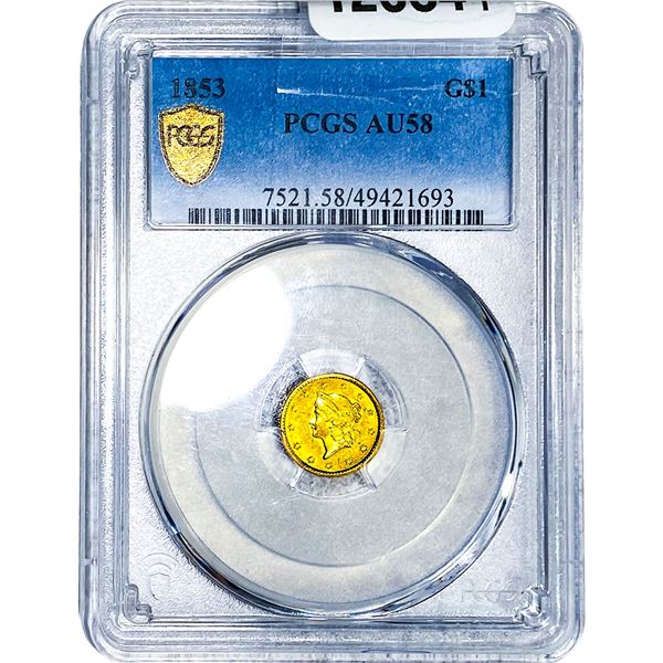 1853 Rare Gold Dollar PCGS AU58