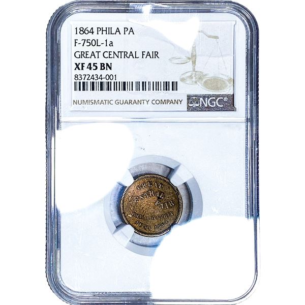 1864 Phil. PA Great Central Fair Token NGC XF45 BN