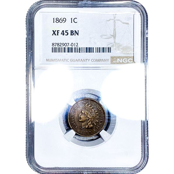 1869 Indian Head Cent NGC XF45 BN