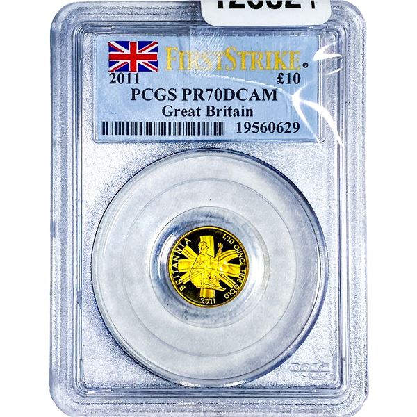 2001 Great Britain Gold Â£10 1/10oz AGW PCGS PR80 DCAM