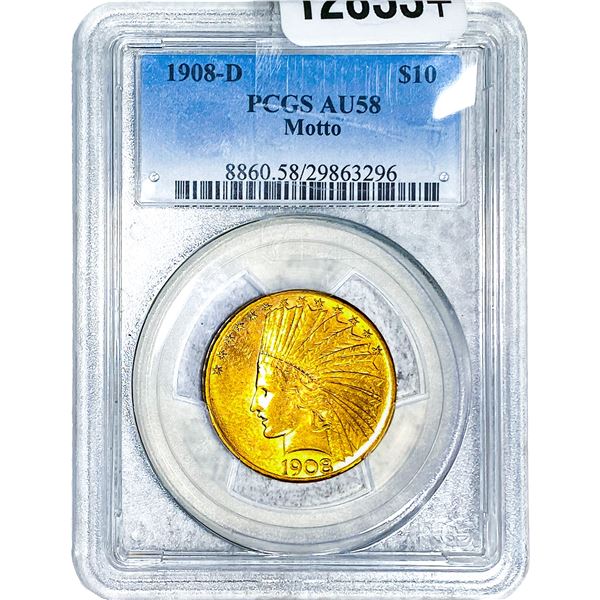 1908-D $10 Gold Eagle PCGS AU58 Motto