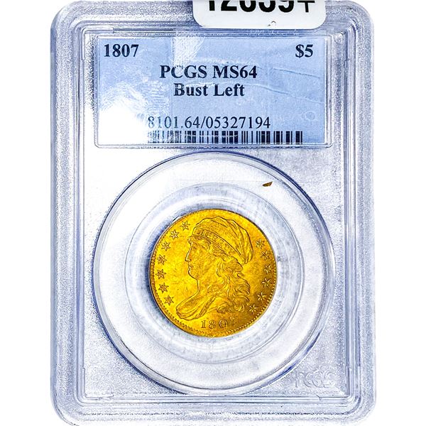 1807 $5 Gold Half Eagle PCGS MS64 Bust Left