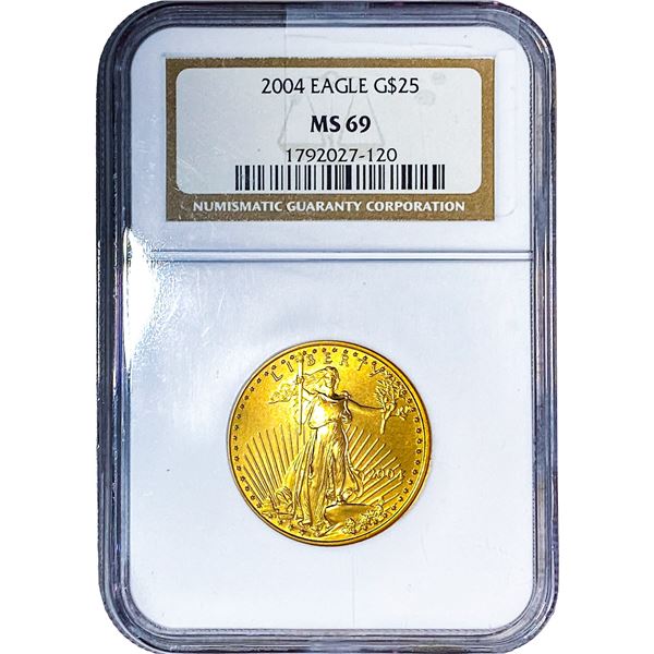 2004 $25 Gold Eagle 1/2oz AGW NGC MS69