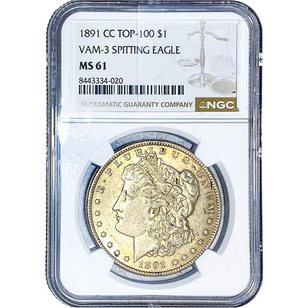 1891-CC Morgan Silver Dollar NGC MS61 VAM-3