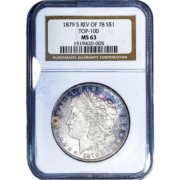 1879-S REV 78 Morgan Silver Dollar NGC MS63 Top-100