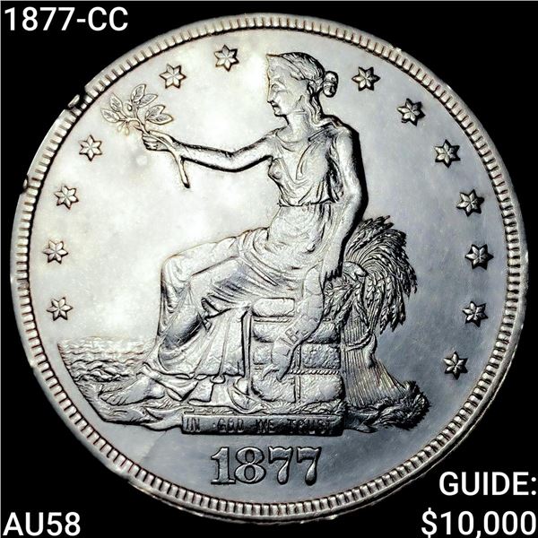 1877-CC Silver Trade Dollar CHOICE AU