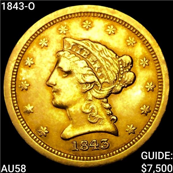 1843-O $2.50 Gold Quarter Eagle CHOICE AU